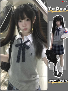 เสื้อกั๊กสเวตเตอร์ถักสไตล์ญี่ปุ่นสำหรับผู้หญิง เสื้อคลุมแบบท่อตรงคอวี แขนยาว ทรงเข้ารูป โพลีเอสเตอร์ ฤดูใบไม้ผลิและฤดูร้อน