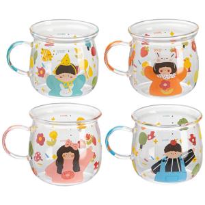 Modern Housewife Childrens Glass Cup with Handle Parent-Child Breakfast Drinking Milk High Borosilicate Glass Water Cup