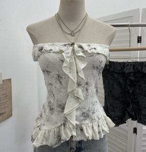 Summer Fashion Tie Dye Asymmetrical Backless Sleeveless Bridesmaid Top Neckline Baring Small Shirt Knitted Thin Fabric