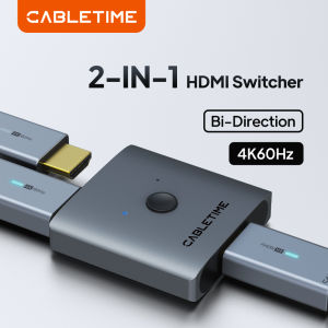 CABLETIME HDMI Switcher 4K 60Hz HDMI-compatible Adapter HD Switch 2 in 1 Out for PS4/3 TV Box Switch 4K HD Switch Splitter