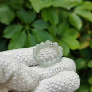Icy Translucent Jadeite Serenity Ring – Natural Type A with Sparkling Accent (Sku:ring21)