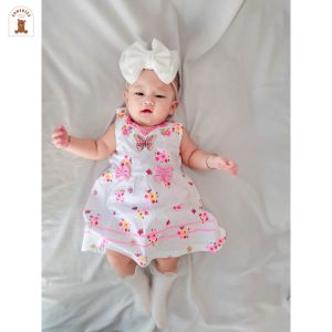 Dress Bayi Perempuan Bunga Pita Bunga Butterfly untuk Anak 6-18 Bulan Free Celana Dalam Bayi Murah Terjangkau / Dress Baby Gaun Bayi Bahan Katun / Bisa COD Bayar di Tempat