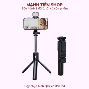 [ Mua 1 tặng 1 món quà ] Gậy chụp ảnh tự sướng kiêm 3 chân tripod Q07 có led kèm tay điểu khiển remote bluetooth