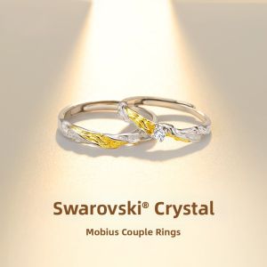 GLTEN | Couple Ring Crystal Elements Pure Silver
