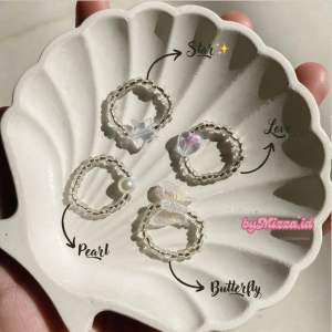 Cincin Manik Star Love Butterfly and Moon / Cincin Manik Korea Style - Beaded Rings byMizza.id