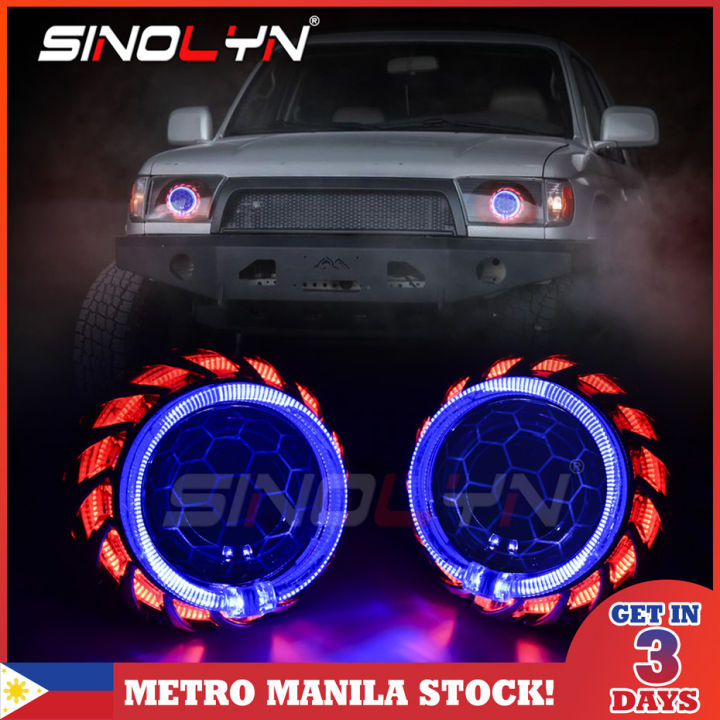 Sinolyn LED Angel Eyes Bi Xenon Projector Lens For H7 H4 Headlight 2 5