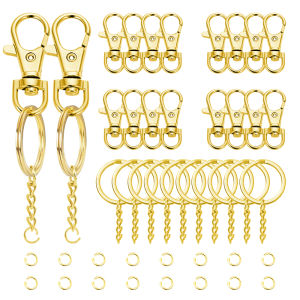 5/10/20 Set Swivel Snap Hook Flat Key Chain Rings and Jump Rings for Lanyard Lobster Clasps Keychain Key Ring DIY Jewelry Crafts