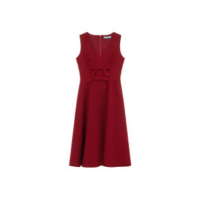 XXNING | Đầm Thu Kiểu Dây Nơ V-Neck Pháp