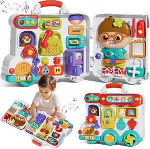 Baby Musical Busy Board Bus Montessori Sensory Toys Early Educational Activities Toy  Fine Motor Toys Travel Gifts for Todders