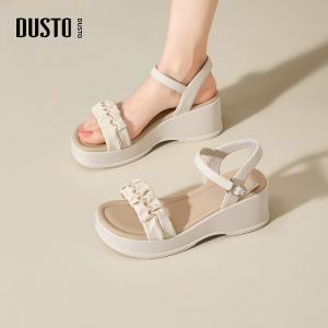 DUSTO | Elevating Thick Sole Wedge Sandals for Petite Women