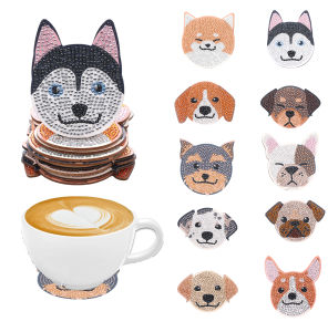10 DIY diamond art painted coasters with animal patterns no coasters anti-slip wooden coasters kitchen living room