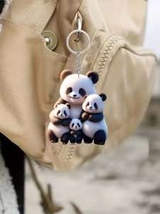 Panda Family Keychain Cute and Innovative Keychain DIY Gift Backpack Pendant Accessories Multi functional and Unique Keychain