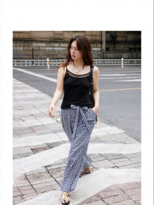 Cotton Blend and Mesh Camisole Tank Top