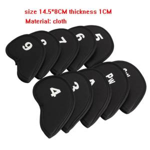 Black Digital Golf Iron Club Head Cover Protective Sleeve 10 Pieces/Group Universal Golf Stick Cover Mens Sports Fitness