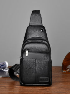 Fashionable Waterproof Leather Mens Crossbody Bag for Business Travel Casual Single Shoulder Bag Popular Internet Celebrity