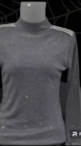 Baju Kaos Oblong Leher Tinggi Bahan Rib Lengan Panjang