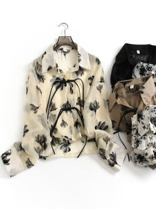 Áo Sơ Mi Nữ Dài Tay Rộng Rãi Chống Nắng Mỏng Phong Cách Trung Hoa Cổ Bẻ Nút Đơn Mùa Xuân Polyester Thường Ngày