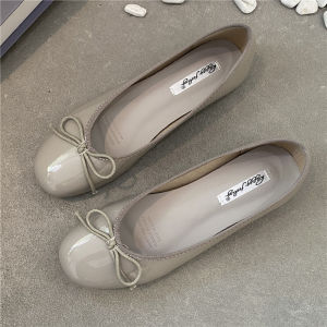 Comfortable Flat Ballet Dance Shoes Korean Style Patent Leather Red Bean Bean Shoes Soft Bottom Boat Shoes for Women