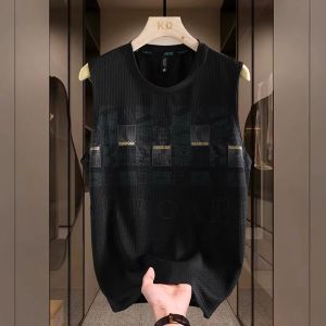 Ice Silk Cool Feeling Vest Mens Summer Trend Loose Thin Breathable Fashion Brand INS Shoulder Handsome Sleeveless T-Shirt