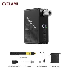 Bơm Xe Đạp Mini Điện Không Dây Pin 800mAh Tích Hợp Màn Hình Sạc Nhanh Áp Suất 150 PSI Dành Cho Xe Đạp Bỏ Túi - CYCLAMI AM6 Pro