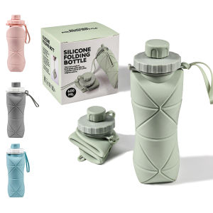 Outdoor Sports Foldableable Water Kettle 600ml 20.29oz Leak-Proof Foldableable and High Temperature Resistant Food Grade Silicone Material Without Bpa Suitable for Cycling Hiking Gym and Other Sports Christmas Valentines Day Holiday Gifts Four...