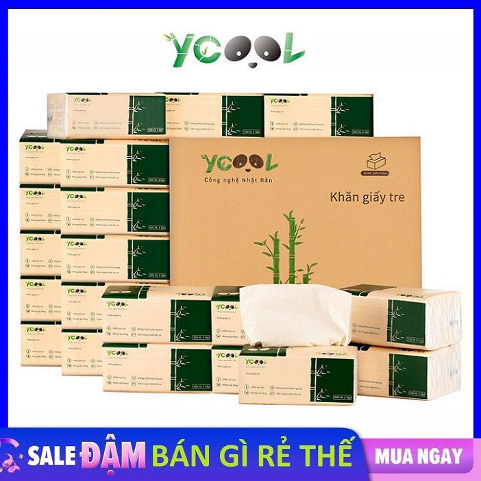 giấy ăn gấu trúc Ycool khăn giấy tre gói 300 tờ/ 4 lớp siêu dai mềm mại ...