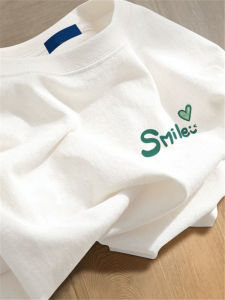 LINGLONGDAI | Pure Cotton Short Sleeve T-Shirt Women Summer New Loose Slimming Shoulder Round Neck White Anti-Aging Base Shirt Top