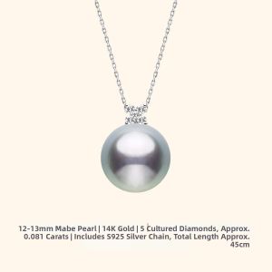 Helas | Pearl Butterfly Flower 14K White Gold Necklace