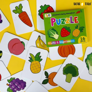 BEAR TALE Fruits & Vegetables Matching Puzzle Kids Early Education Cognitive Book 16pcs Double-Sided