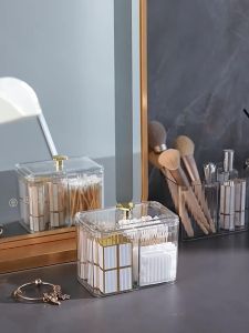 Cotton Pad Storage Box 2 in 1 Cotton Swab Holder Acrylic Round Cosmetic Organizer make up organizer jewelry organizer box