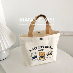 Pure Cotton Small Canvas Bag New Style Portable Work Handbag Lunch Box Gift Bag Womens Fashion Soft Printed Handbag