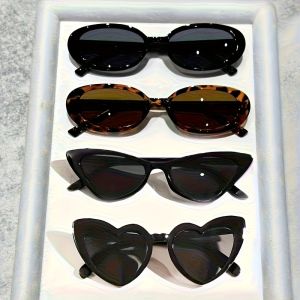 4 Pairs of Glasses Combination Oval Shaped Glasses for Both Men and Women Fashionable Party and Street Photography Glasses