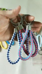BabyShop-C1198 Gantungan Kunci Kulit Braided Kepang Aksesoris Mobil Tas Wanita Keychain Serbaguna