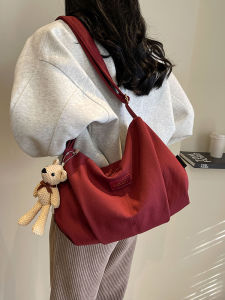 Large Capacity Canvas Shoulder Bag for Students Casual Commuter Tote Bag Spring Summer New Style Womens Crossbody Bag