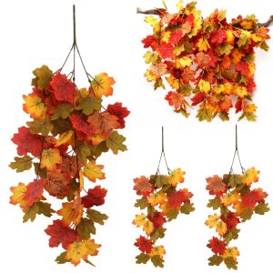 Artificial Maple Leaf Garland 75CM Autumn Leaves Vine Fake Plants for Home Decor Halloween Thanksgiving Day Garden Decoration