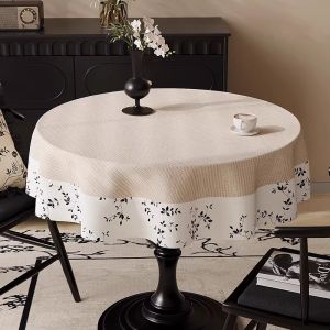 HOUGOUXIANG | Waterproof Oil Resistant No-Wash Elegant Round Tablecloth