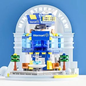 Hundreds street building blocks childrens small particles city building educational assembled toys