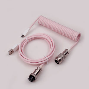 Mechanical Keyboard Coiled Cable USB Type C Port Wire PC Computer Aviation Connector Detachable Metal Aviator Double Sleeved Wir