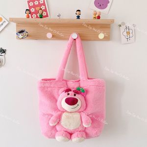 Túi Gấu Dâu Lotso Màu Hồng Nhạt Tai Đính Trái Dâu Siêu Dễ Thương  Siêu Cute Lông Siêu Mịn