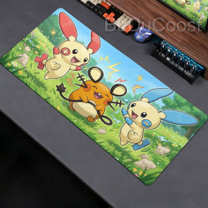 Bandai | Kawaii Plusle Minun Pokemon Mouse Pad Gamer Pc Keyboard Extended Mousemat Gaming Accessories Rubber Mousepad E-Sports Desk Mat