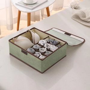 Foldable Cotton Linen Underwear Storage Box