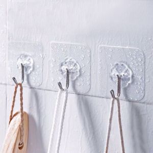 ตะขอใส ตะขออเนกประสงค์ 10 ชิ้น แพ็ค ไม่ต้องเจาะ พร้อมกันชิ้น