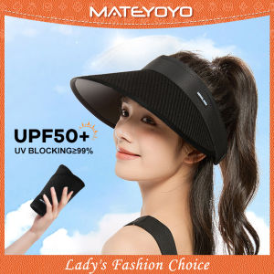 MATEYOYO หมวกกระบังแสงหมวกแก๊ปผู้หญิงหมวกกันแดดถักแบบลำลองหมวกว่างเปล่าพับได้หมวกหมวกป้องกันแสงแดดปีกหมวกชายทะเลใหญ่หมวกฟางป้องกันรังสียูวีพร้อมเชือกไนลอนสำหรับท่องเที่ยวกลางแจ้ง