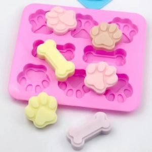 Cartoon Dog Footprints Silicone Cake Mold Done Creative Cookies Cartoon Dog Bones Dog PAWS ice Cube Mold Gummy Pudding Jelly Ch