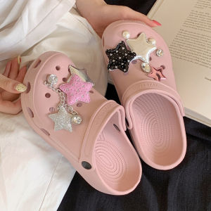 Sweet Cool Style Star Hole Hole Slippers Womens Summer Fashion Arch Support Toe Cover Flat Bottom EVA Slippers