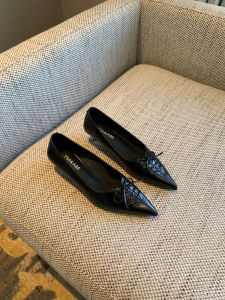 Comfortable Low Heel Single Shoes Womens Spring 2025 New Style Soft Bottom Butterfly Knot Slip-On Fashionable Leather Shoes