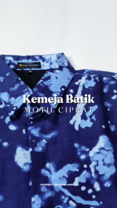 Atasan Kemeja Batik Pria Motif Ciprat Biru Navy Seragam Kemensos  Model Slimfit Saku Paspol Lapis Furing Terbaik GRIYA KELAMBIKU
