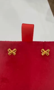 Poh Heng Jewellery 22K Ribbon Earrings in Yellow Gold [Price By Weight]