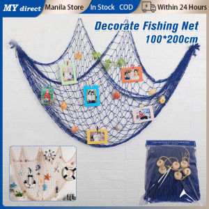 200x100CM Fishing Net Decoration Wall Nautical Decorative Supplies Mediterranean Ocean Theme Sea Shell Starfish Fishing Net Decor For Theme Hotel