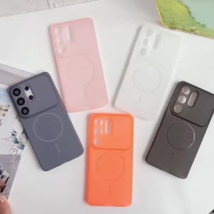 Ultra Thin Matte Clear Armor For Magsafe Charge Phone Case For Samsung S26 S25 S24 Ultra Plus Frosted Translucent Soft TPU Cover